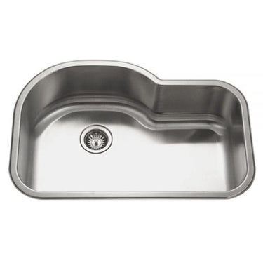 Houzer Medallion Designer 32 inch Stainless Steel Undermount Offset Single Bowl Kitchen Sink with Strainer